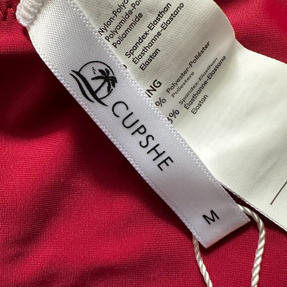 CUPSHE  | Women's One Piece Swimsuit Deep V Neck Crisscross Back| Red | Size: M - Picture 8 of 11